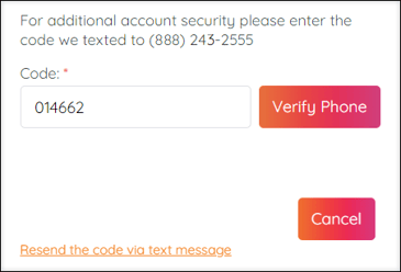 A screenshot of the Phone enrollment page, showing the Code field.