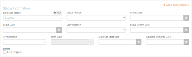 A screenshot of the Status Information section.