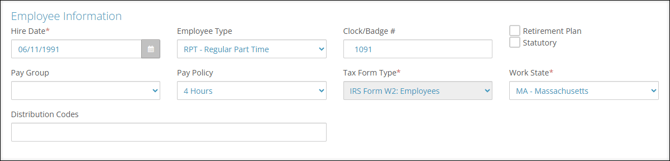 A screenshot of the Employee Information section.