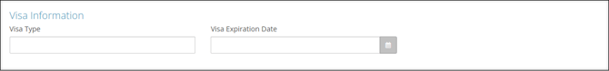 A screenshot of the Visa Information section.