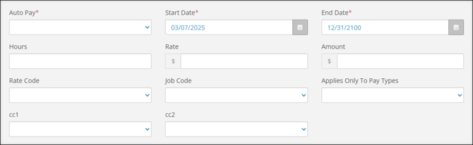 A screenshot of the Auto Pay editing aside.
