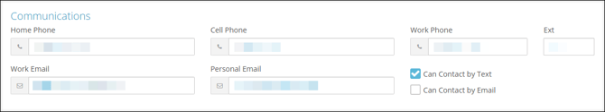 A screenshot of the Demographics page Communications section.