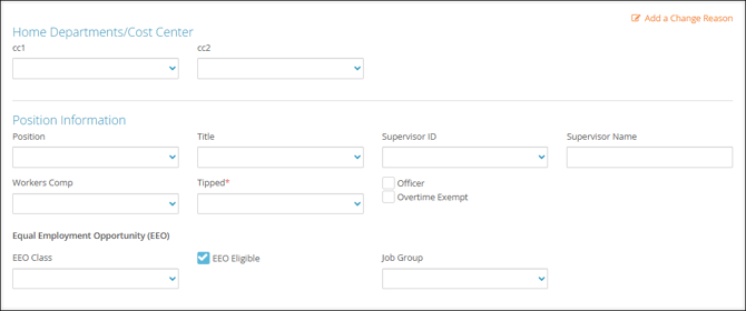 A screenshot of the Employee Center Departments tab.