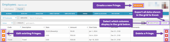 A screenshot of the Fringe page.