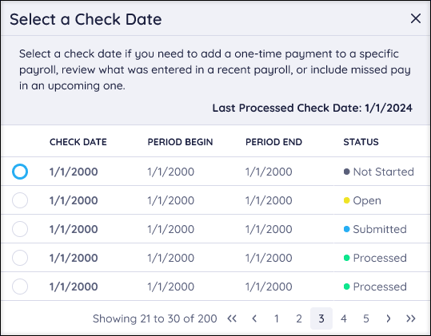 A screenshot of the Select a Check Date aside.