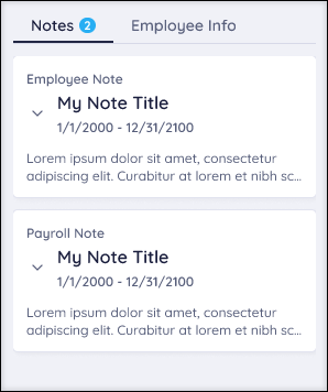 A screenshot of the Employee Note section.