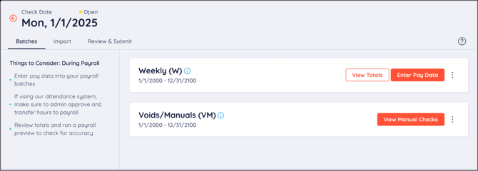A screenshot of the Batches tab.