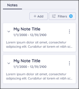 A screenshot of the Payroll Notes section of the Payroll Dashboard.
