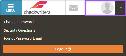 A screenshot of the Checkwriters ESS profile settings menu.