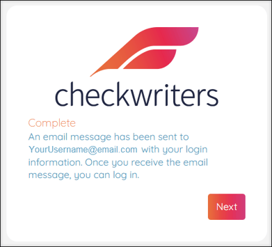 A screenshot of the Complete page of the Forgot Password process.