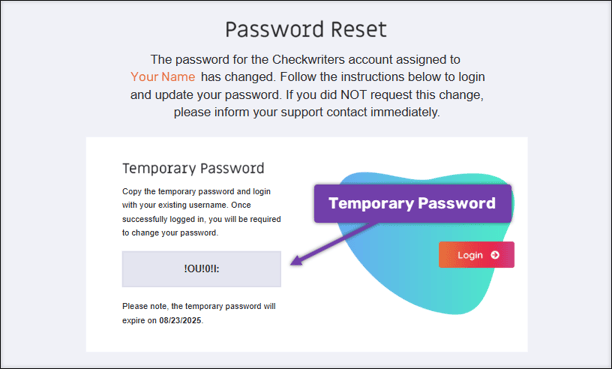 A screenshot of the Password Reset email.