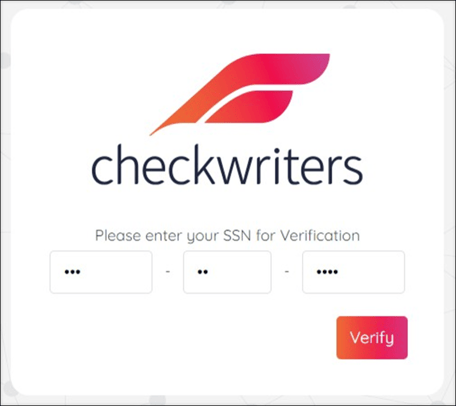 A screenshot of the SSN section of the Checkwriters registration page.