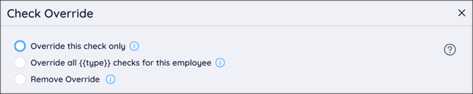 A screenshot of the Check Override aside, highlighting the Override application section of the page.