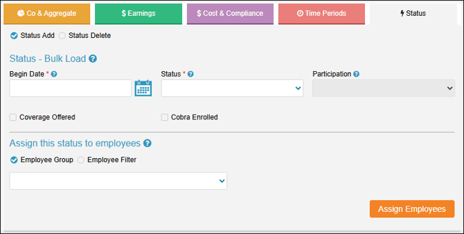 A screenshot of the Status page of the ACA setup.