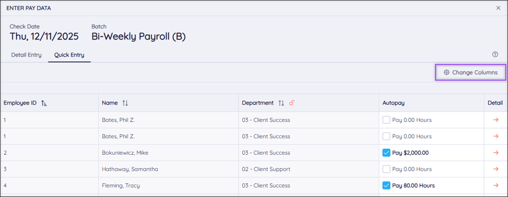Quick Entry Payroll: Quick Entry