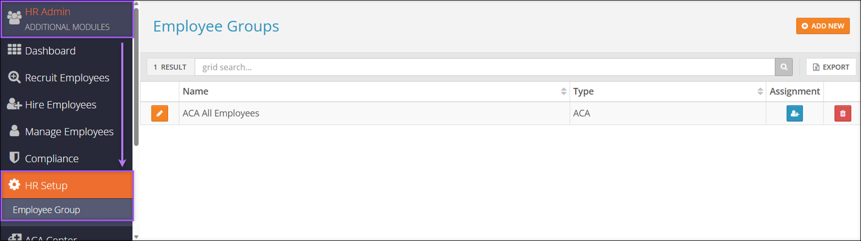 Hr Admin Module HR Setup: Employee Group