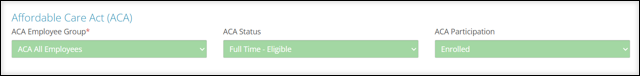 A screenshot of the ACA section of the Add New Employee page.
