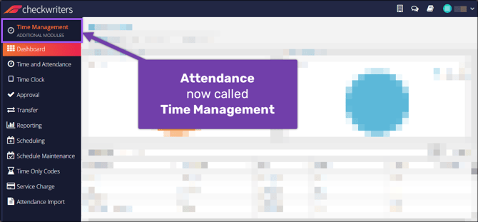 A screenshot of the Time Management module, highlighting the name of the module.