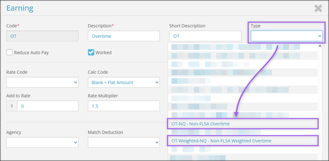 A screenshot of two overtime pay types.