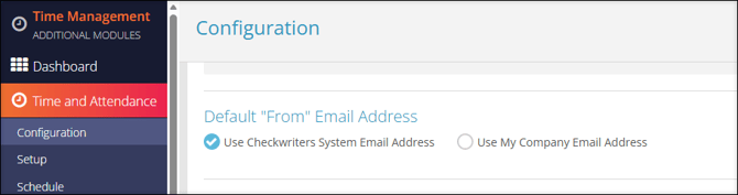 A screenshot of the Time and Attendance Configuration page.