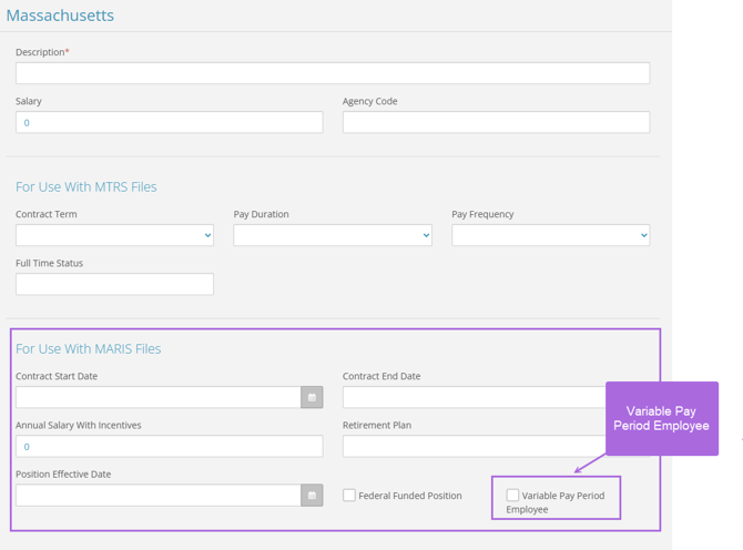 Massachusetts MARIS File Setup Page