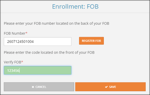 A screenshot of the FOB enrollment process.